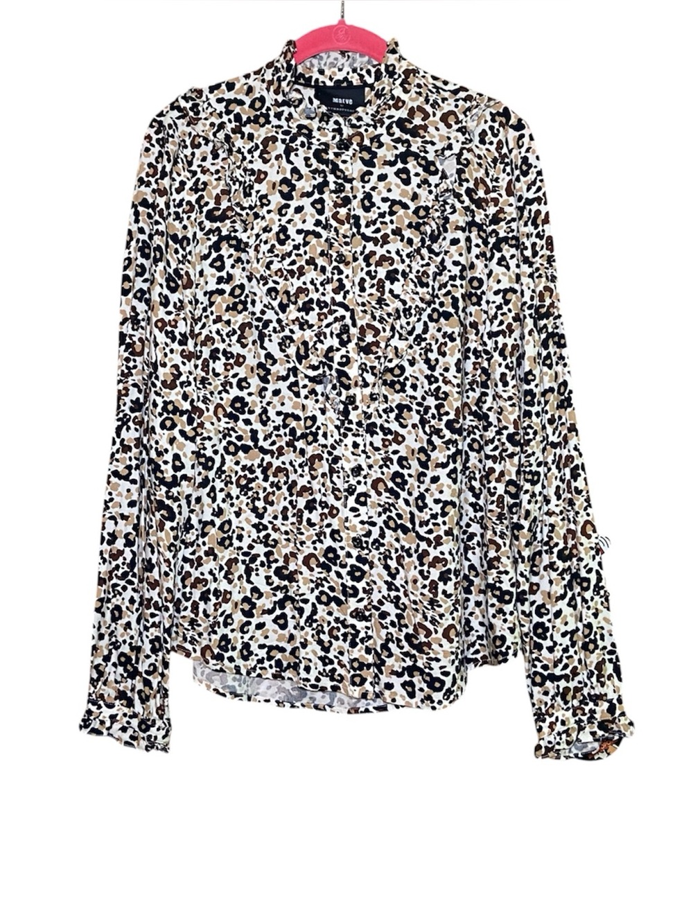 Maeve Anthropologie Animal Print Ruffle Top Size 6 Indie Boho Chic